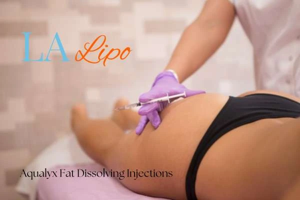 Woman having fat dissolving injections Whitley Sands on thighs