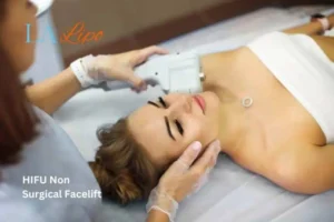 Woman having Hi-Fu to reduce wrinkles Whitley Sands.