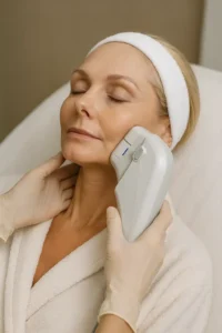 Woman receiving HIFU non surgical facelift treatment Whitley Sands