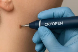 Person receiving skin tag removal Whitley Sands